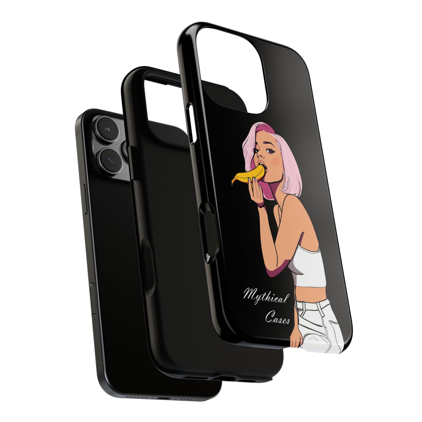 Woman Eats Banana Phone Case Black Special Edition #0007