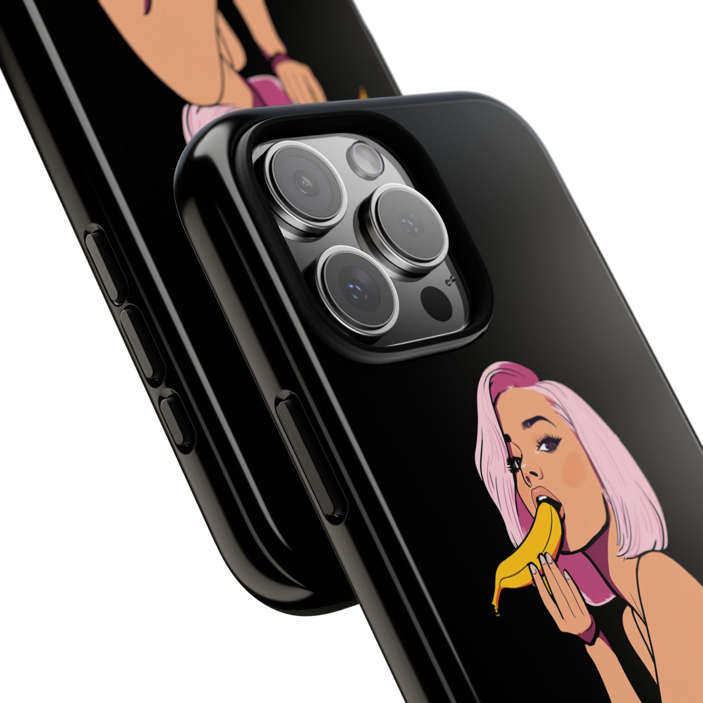Woman Eats Banana Phone Case Black Special Edition #0007