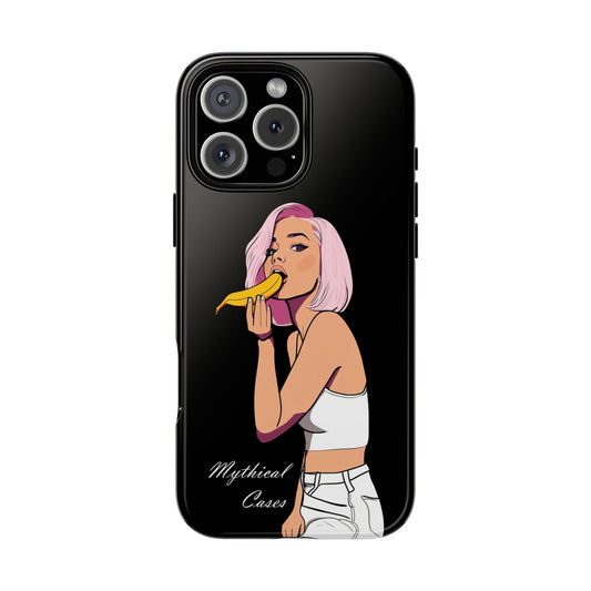 Woman Eats Banana Phone Case Black Special Edition #0007